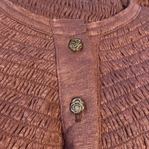 Sundance pink long sleeve smocked floral buttons prairie babydoll soft casual m